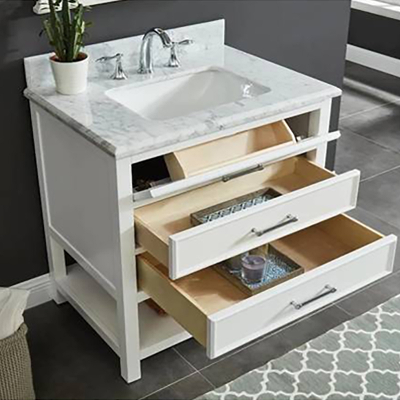 Modern simple White Furniture bathroom vanity 30 inch With Solid Wood 3 Drawers